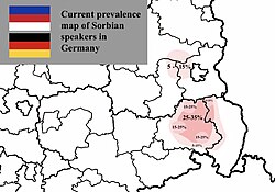 Current prevalence map of Sorbian speakers in Germany