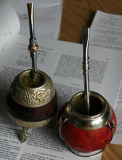 Mate, as shown in the picture, is a typical beverage from the Southern Cone.