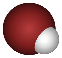 Hydrogen bromide exists in the gas phase as a diatomic molecule.