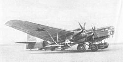 TB-3-4AM-34FRN in Zveno-SPB configuration with Polikarpov I-16 fighters armed with FAB-250 bombs