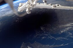 The Moon's shadow over Turkey and Cyprus, seen from the ISS during a 2006 total solar eclipse.