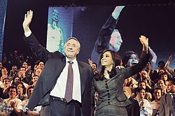 Néstor Kirchner, 55th President of Argentina, and Cristina Fernández de Kirchner, 56th President, in September of 2010–one of their last public appearances before Néstor's death