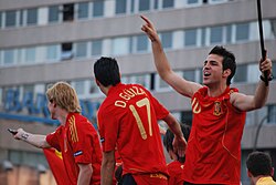 Fàbregas celebrating Spain's Euro 2008 championship