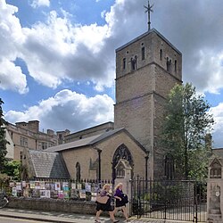 St Bene't's Church, the oldest standing building in Cambridgeshire, next to Corpus Christi College