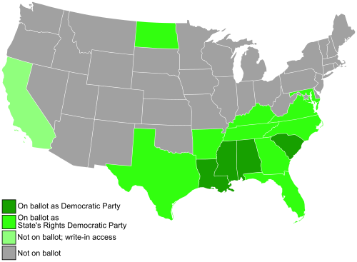 Thurmond's ballot access in the 1948 U.S. presidential election