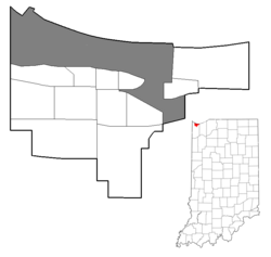 Map of Gary; gray represents the industrial corridor.