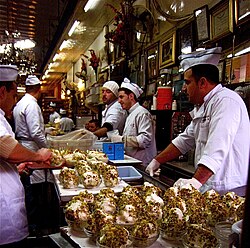 Booza being sold in the Bakdash ice cream shop in the Damascus market