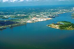 Aerial view of the port of Mobile
