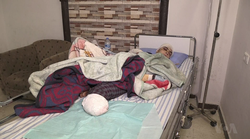 A civilian wounded by Turkish airstrikes on Afrin.