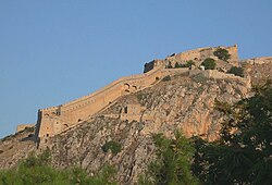 The Venetian fort of Palamidi in Nafplion, Greece, one of many forts that secured Venetian trade routes in the Eastern Mediterranean