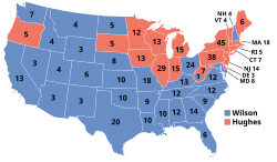 The 1916 electoral college map