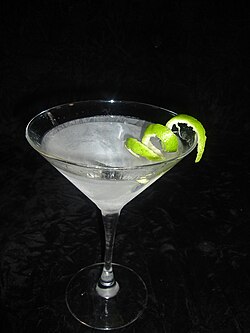 A gin martini with a lime twist