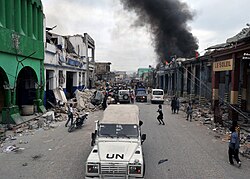 UN forces took to patrolling the streets of Port-au-Prince.