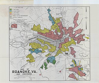Roanoke, Virginia HOLC redlining map