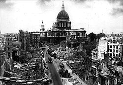 London's St Paul's Cathedral after the German Blitz on 29 December 1940
