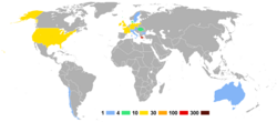 Number of athletes from each country