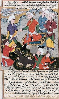 Scene of Timur enthroned, from a copy of the Habib al-siyar, made in Qazvin in 1579/80