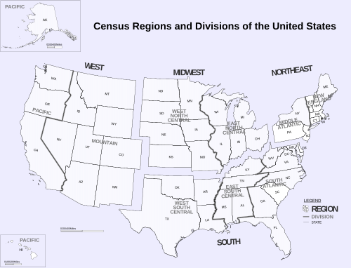 U.S. Census Bureau Regions and Divisions