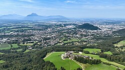 Eastern view of the Salzburg Basin with the city of Salzburg in the centre