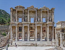 The Library of Celsus in Ephesus was built by the Romans in 114–117.[80]