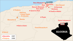 Massacres of over 50 people in 1997–1998. The Armed Islamic Group (GIA) claimed responsibility for many of them.