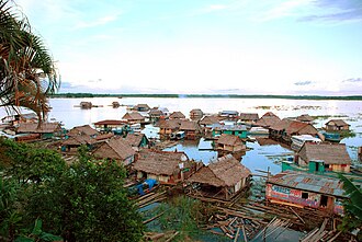 A floating village in Iquitos, Peru