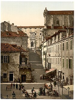 Dubrovnik's former Jesuit college and Jesuit stairs c. 1900