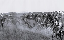 German Army hussars on the attack during maneuvers, 1912