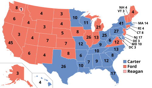Democrat Jimmy Carter defeated President Ford in the 1976 presidential election