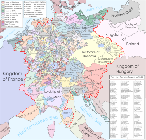 The Holy Roman Empire when the Golden Bull of 1356 was signed