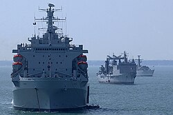 RFA Argus (left), the fleet's aviation training and hospital ship