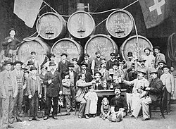 Friedrich Strasser and his Swiss employees at the Strasser Brewery in Rosario, Santa Fe in 1885.