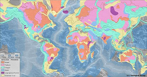 Geologic provinces of the world (USGS)