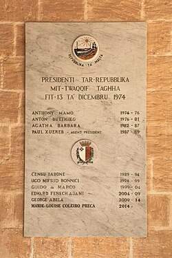 List of presidents of Malta at San Anton Palace seen in 2014