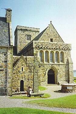 Iona Abbey in Scotland was founded by Saint Columba.