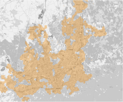 Helsinki central urban area, an officially recognized urban area