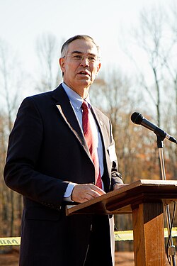 Congressman Rush Holt speaking at the groundbreaking ceremony for Stone Hill Church of Princeton.