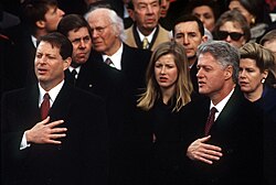 Vice President Gore and President Clinton during the second inauguration of Bill Clinton, January 20, 1997