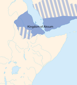 The Empire of Axum at its peak in the 6th century