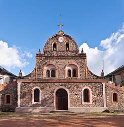 Exterior front of a stone church