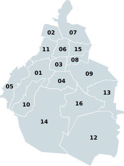 The 16 boroughs of Mexico City