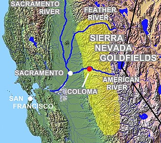 Map of gold fields in the Sierra