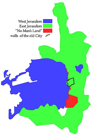 Zones of control in Jerusalem between 1948 and 1967