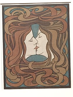Untitled aka Der Kuss (The Kiss), circa 1898, by Peter Behrens.