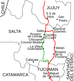 Change of right of way in Salta Province