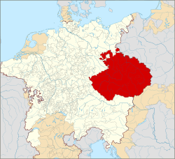 The Crown of Bohemia within the Holy Roman Empire (1600). The Czech lands were part of the Empire in 1002–1806, and Prague was the imperial seat in 1346–1437 and 1583–1611.