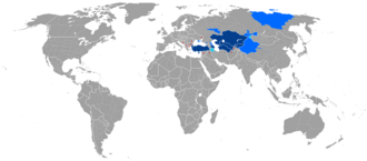 Areas with speakers of Turkic languages