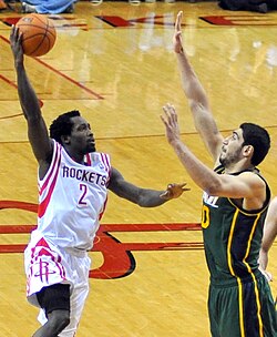 Kanter contests Patrick Beverley's shot during a game in March 2014