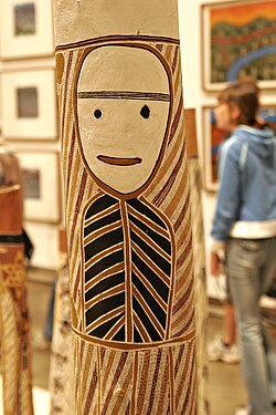 Aboriginal hollow log tombs. National Gallery, Canberra, Australia.