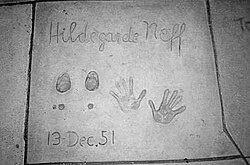 Knef's hand and footprints at Grauman's Chinese Theatre, Hollywood